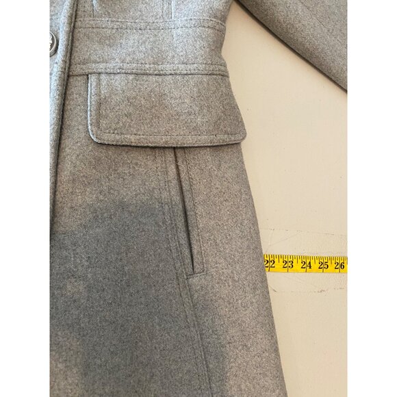 Vince Camuto Midi Coat Gray Double-Breasted Black Trim Wool Bend Medium - Picture 13 of 15